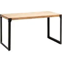 Wohnling Mesa de comedor , 120x60x76 cm, madera maciza de acacia, metal. Mesa de comedor industrial para cocina, con patas de metal. Mesa de madera pequeña para comedor