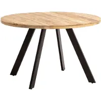 Wohnling Mesa de comedor , 120x120x76 cm, madera maciza de mango. Mesa de comedor moderna para cocina, fabricada con madera maciza y patas de metal. Mesa redonda para comedor
