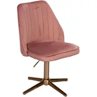 Wohnling Silla de escritorio , rosa, de terciopelo, giratoria, con respaldo, tipo concha, capacidad de 120 kg, regulable en altura, silla de trabajo sin ruedas, ideal para escritorio, oficina en casa