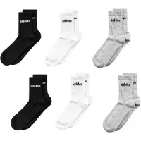Adidas Calcetines deportivos 'Linear Crew Cushioned 6 Pair Pack' gris / negro / blanco