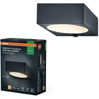 Osram Lámpara de pared LED solar Endura Style, modelo "Down", 10,7W, luz cálida de 3000K, 880 lúmenes, sensor PIR, IP65, autonomía de 18 días