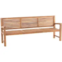 CLP Banco de teca "Halden I" para jardín, banco de madera con reposabrazos, color teca, tamaño: 220 cm