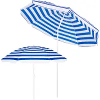 Springos Parasol | Parasol de playa | Parasoles | Plegable | 180 cm | Azul/Blanco