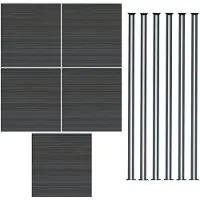 Monster Valla de protección para jardín de material compuesto de madera (WPC), 5 unidades, y postes de valla con luces LED, 6 unidades - Color gris