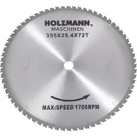 Holzmann Disco de sierra circular con dientes de carburo – 355 x 25.4 mm – Número de dientes: 72