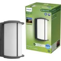 Philips , aplique de pared Reese, 4,3 W, color antracita, metal, IP44, clase II, luz cálida, ideal para jardín y terraza