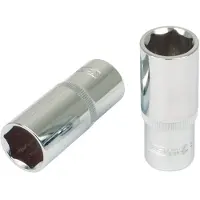 Ks Tools Llave de vaso hexagonal, cromada, de 1/2", larga, de 36 mm