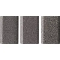 Kwb 088900: Juego de 3 esponjas para lijar, con forma redondeada y biselada, en grano medio, fino y superfino. Cantidad: 3 unidades