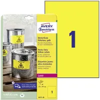 Avery Zweckform L6111-20 Etiquetas resistentes a la intemperie A4 210 x 297 mm amarillas (20 etiquetas)