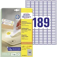 Sans marque Zweckform L4731-25 Etiquetas multifuncionales A4 25,4 x 10 mm — 189 por hoja | Pack 25 hojas