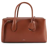 Ralph Lauren para mujer. 428977211001 Bolso satchel Bellport de piel marrón (OSFA), Casual, outlet 2026.