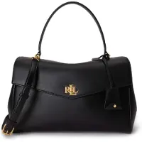 Ralph Lauren para mujer. 431P11738002 Bolso satchel Farrah mediano de napa negro (OSFA), Casual, Piel, outlet 202