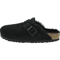 Birkenstock para mujer. 259883 Zuecos de Piel Boston Shearling (Ajuste Estrecho) negro (38), Plano, Ante, Ninguno, Casual, outle