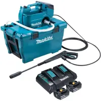 Makita DHW 080 PF2K Limpiadora de alta presión sin cable 36 V ( 2x 18 V ) 80 bar 380 l/h Sin escobillas + 2x batería recargable 3,0 Ah + cargador doble