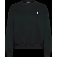 Ralph Lauren para mujer. 211971697003 Sudadera de felpa con cuello redondo negro (L), Casual, Algodón, outlet 2026.