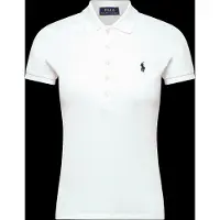 Ralph Lauren para mujer. 211B18200015 Polo Slim Fit Stretch blanco (S), Casual, Algodón, Manga corta, outlet 2026.