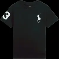 Ralph Lauren para niño. 322832907055 Camiseta Big Pony de punto de algodón negro (1.5años= 88/93), Clásico, Manga corta, moda infantil,