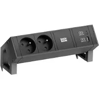 Bachmann Escritorio DESK2, 2 tomas UTE, 1 puerto USB A/C, 22W, color RAL9005 (gris), , 0,2 metros
