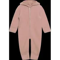 Huttelihut - Baby's Pram Suit Bear Ears Wool Fleece - Mono size 56, marrón/fucsia
