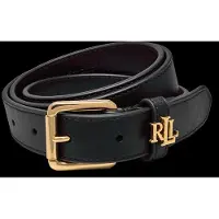 Ralph Lauren para mujer. 412968763001 Cinturón estrecho de piel con logotipo negro (XS), Casual, outlet 2026.