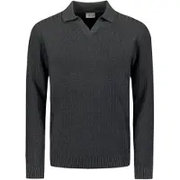 No-excess Pullover Open Polo Collar Relief Knit Dark Grey Talla: 3XL | Jerséis Outlet | Hombre | Gris