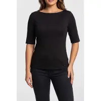 Calvin Klein Half Sleeve Supima Boat Top Black Talla: XS | Manga Larga Outlet | Mujer | Negro