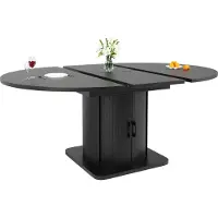 MODFU Mesa extensible para comedor, mesa redonda de cocina, mesa para sala de estar, mesa de comedor de 118–158 cm, mesa con cajones para hasta 6 personas