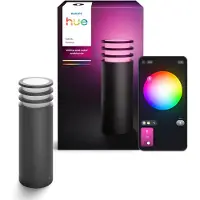 Philips White and Color ambiance, lámpara de pie exterior Lucca, Bluetooth/Zigbee, color antracita, aluminio, casquillo E27, varios, 8,1 W