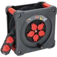 Brennenstuhl 9212380110, Negro, Rojo, Plástico, 5 enchufes, Tipo E/F, Directo, 38 metros