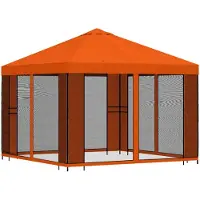 vidaXL Pabellón de jardín con paredes laterales, 3 x 3 metros, color naranja