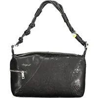 Desigual , Bolso Mediano bordados, Poliuretano, Negro, U