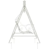 vidaXL Banco columpio de acero, 113 x 121,5 x 168 cm, color blanco envejecido