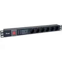Equip 333317: Barra de enchufes de 19" (1U) de 6 tomas con enchufes Schuko y aluminio con interruptor