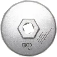 Bgs Tapa para filtro de aceite, fabricada en aluminio mediante fundición a presión, con dimensiones de 74 mm y forma hexagonal