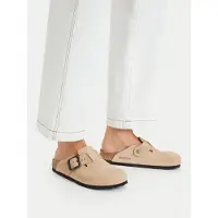 Birkenstock para hombre. 1031573 Sandalias de piel Boston Wire Buckle (Ajuste Estrecho) arena (42), Beige, Plano, Nobuck, Hebilla, Casual, B