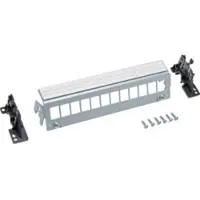 Hager , panel de conexión universal de 12 puertos, modelo FZ12MK, con conectores Keystone o módulos para carril DIN o montaje en superficie.