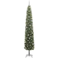 vidaXL Árbol de Navidad artificial con 300 luces LED, base incluida, color verde, 270 cm