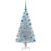 vidaXL Árbol de Navidad plateado, 120 cm, material PET