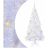 vidaXL Árbol de Navidad artificial, blanco, 180 cm, de PVC y acero