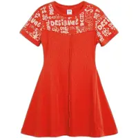 Desigual , Vestido corto lettering, Algodon, Rojo, 9/10