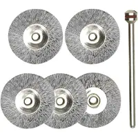 Proxxon Cepillos de acero para máquina de pulir , 22 mm, juego de 5 unidades + 1 soporte