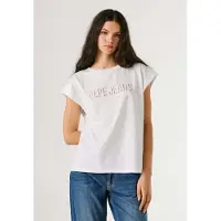 Pepe Jeans para mujer. PL5000164 Camiseta Mirari blanco (S), Casual, Algodón, Sin mangas / Tirantes, outlet 2026.