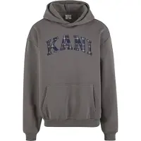 Karl kani Sudadera 'Serif' azul oscuro / gris oscuro / blanco