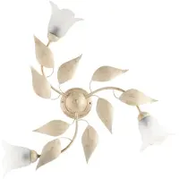 BeLight Lámpara de techo Olga 3 luces hierro marfil y oro