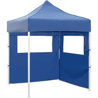 vidaXL Tienda de campaña plegable para fiestas, profesional, con 2 paredes laterales, de 2x2 metros, de acero, color azul