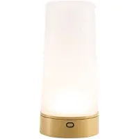 Zafferano Soffio: Lámpara de mesa LED, IP65, batería de 10 horas, sin cables, regulador de intensidad táctil, vidrio dorado y arenado