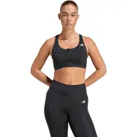 Adidas Sujetador deportivo 'Optimé Essentials Workout Zip-Front Medium Support' negro / blanco