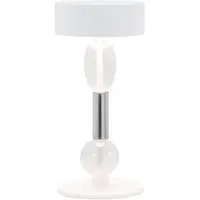 Zafferano Lámpara de mesa LED recargable Royal Family Wi-Fi, con regulador de intensidad táctil, batería de 36 horas, color blanco y aluminio, con pantalla de cristal