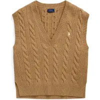 Ralph Lauren para mujer. 211949994001 Chaleco de punto de lana y cachemira marrón (M), Beige, Casual, Sin mangas / Tirantes, Polo Ralph