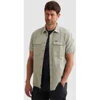 PME Legend Camisa 'Shirt with short sleeves in cotton/linen' verde